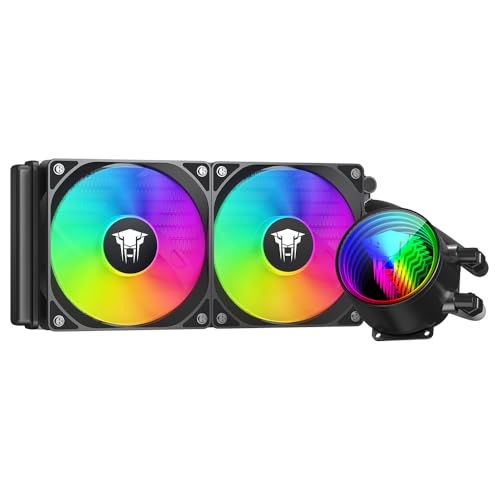Jungle Leopard TK1 ARGB Aio Wasserkühlung 240mm CPU Kühler 800-2000RPM ARGB PWM Lüfter,Für Intel LGA115X/1200/1700/1366/2011/2066,Für AMD: FM2/FM2+/AM3+/AM4/AM5 (240BK) von Jungle Leopard