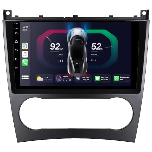 JUNHUA 9" Android 12 Autoradio Navi 2GB+32GB für Mercedes-Benz C-Class W203 (2004–2007), Unterstützt Wireless Carplay Android Auto, Bluetooth 5.1 WiFi RDS USB von Junhua