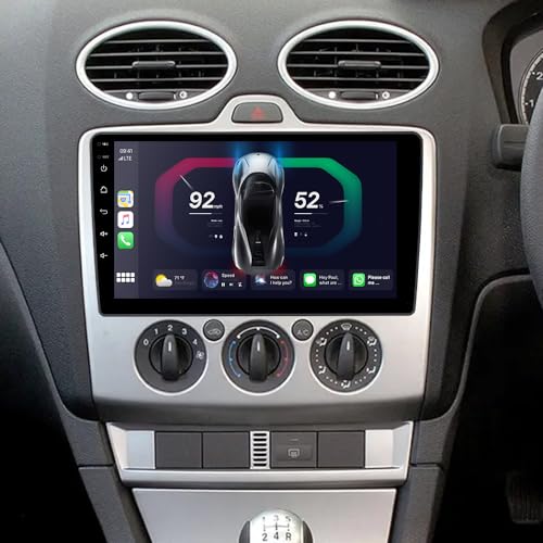 JUNHUA 9" Android 12 Autoradio mit Navi 2G+32G Ersatz für Ford Fiesta MK5 Focus MK2 Kuga C-Max S-Max Galaxy, Unterstützt Wireless Carplay Android Auto, 1280x800 Pixel, DSP Bluetooth WiFi GPS SWC von Junhua