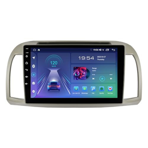JUNHUA 9" Android 2+32GB Autoradio Navi für Nissan MICRA MK3 K12 2002-2009, unterstützt Wireless Carplay Android Auto GPS Navigation Bluetooth USB von Junhua