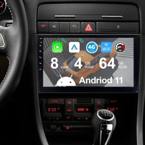 JUNHUA 9" Built-in 4G LTE Android 10 Octa-Core, 4GB+64GB Wireless Carplay Android Auto Autoradio für Audi A4 S4 RS4 Player Radio GPS Navigation Bluetooth 5.1 WiFi SWC RDS von Junhua