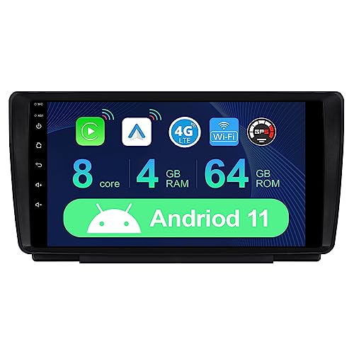 JUNHUA 9" Octa-Core 4GB+64GB Android 11 Autoradio mit Navigation GPS für Skoda Octavia II 2004-2012;Yeti 2009-2014, Unterstützt Built-in 4G LTE Wireless Carplay Android Auto Bluetooth USB SWC DSP RDS von Junhua