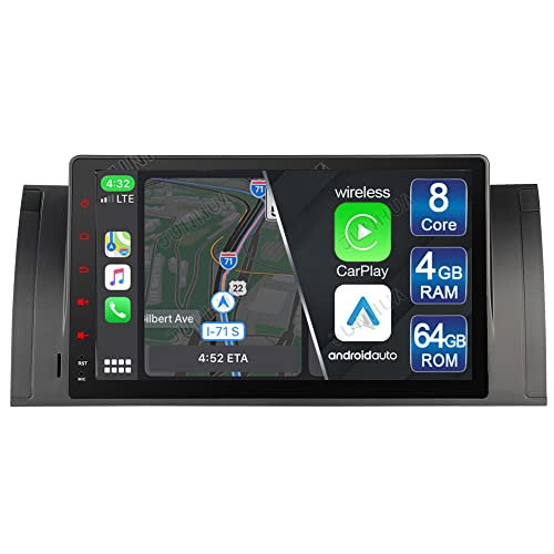 JUNHUA 9 Zoll Android 10 Octa-Core 4GB+64GB Autoradio für BMW E39 5 Series E53 X5 7 Series M5, Unterstützt FM Radio GPS Navigation Bluetooth WiFi SWC 4G DSP von Junhua