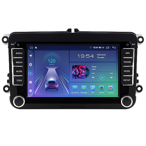 JUNHUA Doppel-DIN-Autoradio Android 12 2+32GB kompatibel mit Wireless Carplay/Android Auto für 9" mit Bluetooth Radio USB, für VW Golf 5 6 V VI Passat Caddy EOS T5 CC Polo (7 Zoll) von Junhua