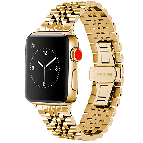 Juntan Compatible for iWatch 42mm 44mm 45mm 49mm Apple Smart Watch Series 7 6 SE 5 4 3 2 1 Sport Alle Modelle Armband Frauen Männer Edelstahl Uhrenarmband Gold Juntan Compatible for iWatch 42mm 44mm 45mm 49mm Apple Smart Watch Series 7 6 SE 5 4 3 2 1 Sport Alle Modelle Armband Frauen Männer Edelstahl Uhrenarmband Gold von Juntan
