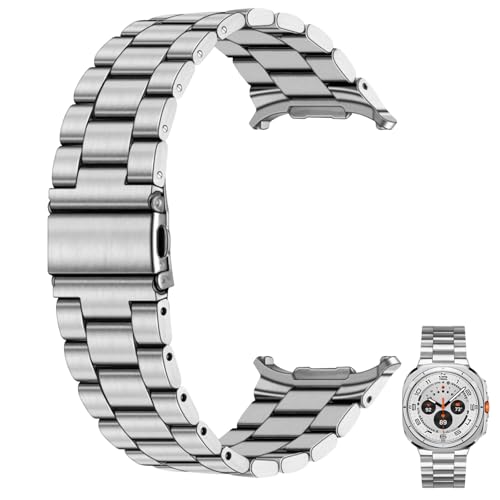 Juntan Edelstahl Uhrenarmband für Galaxy Watch Ultra Bänder, No Gap Metall Uhrenarmband Armband für Galaxy Watch 7 Ultra Bänder 47mm, einteiliges Business Männer Frauen Ersatzarmband von Juntan