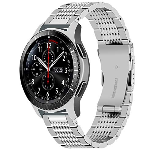 Juntan Kompatibel for Galaxy Watch 46mm Bänder Gear S3 Frontier, Klassische Samsung Galaxy Watch 3 45mm Edelstahl Mesh Uhrenarmband 22mm Ersatz Metallverschluss Silber Juntan Kompatibel for Galaxy Watch 46mm Bänder Gear S3 Frontier, Klassische Samsung Galaxy Watch 3 45mm Edelstahl Mesh Uhrenarmband 22mm Ersatz Metallverschluss Silber von Juntan