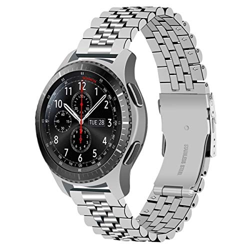 Juntan Kompatibel for Samsung Galaxy Watch 46mm Gear S3 Frontier/Classic 22mm Edelstahl Uhrenarmband für Männer Frauen 3D Smart Watch Armband Silber Juntan Kompatibel for Samsung Galaxy Watch 46mm Gear S3 Frontier/Classic 22mm Edelstahl Uhrenarmband für Männer Frauen 3D Smart Watch Armband Silber von Juntan