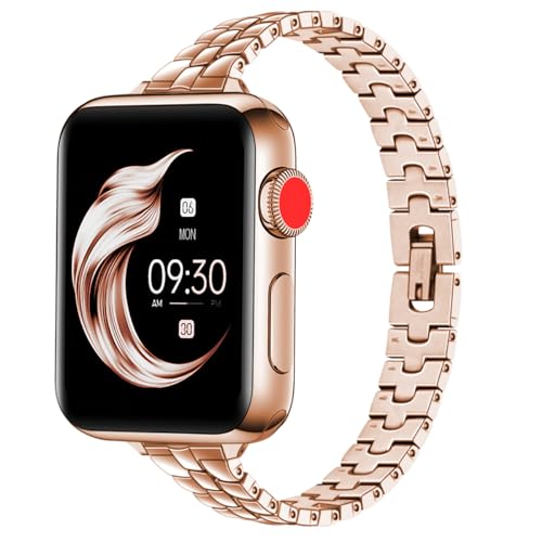 Juntan Slim Edelstahl Armband Kompatibel mit Apple Watch Armband für Frauen 49mm 45mm 44mm 42mm 41mm 40mm 38mm, Dressy Frauen für iWatch Uhrenarmband, Metallband für Series 9 8 SE 7 6 5 4 3 Ultra 2 1 Juntan Slim Edelstahl Armband Kompatibel mit Apple Watch Armband für Frauen 49mm 45mm 44mm 42mm 41mm 40mm 38mm, Dressy Frauen für iWatch Uhrenarmband, Metallband für Series 9 8 SE 7 6 5 4 3 Ultra 2 1 von Juntan