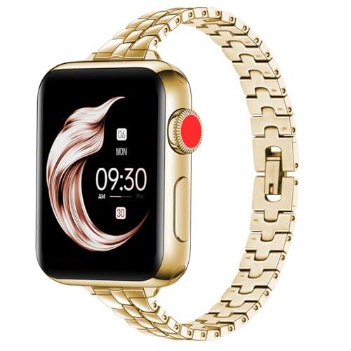 Juntan Slim Edelstahl Armband Kompatibel mit Apple Watch Armband für Frauen 49mm 45mm 44mm 42mm 41mm 40mm 38mm, Dressy Frauen für iWatch Uhrenarmband, Metallband für Series 9 8 SE 7 6 5 4 3 Ultra 2 1 Juntan Slim Edelstahl Armband Kompatibel mit Apple Watch Armband für Frauen 49mm 45mm 44mm 42mm 41mm 40mm 38mm, Dressy Frauen für iWatch Uhrenarmband, Metallband für Series 9 8 SE 7 6 5 4 3 Ultra 2 1 von Juntan