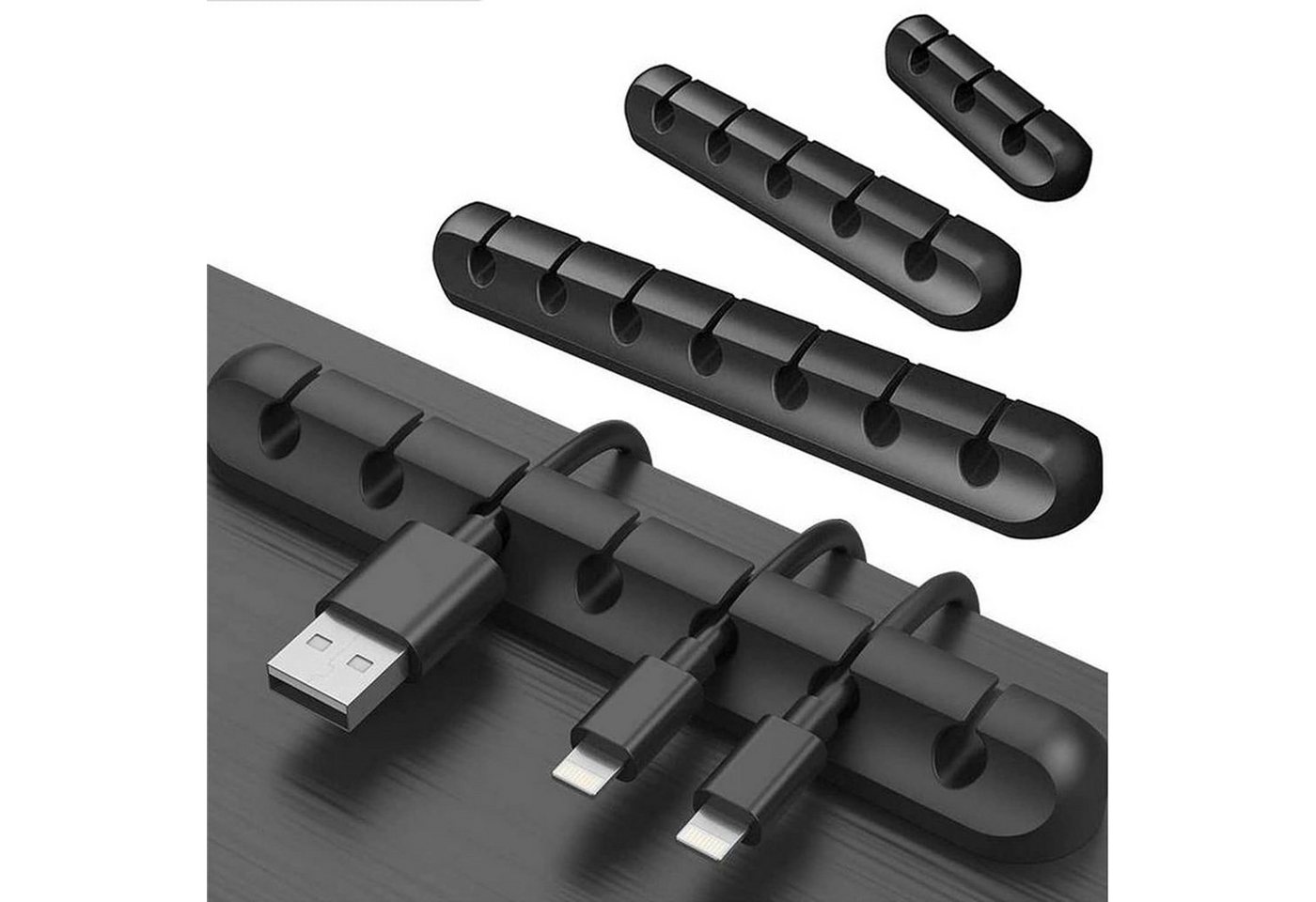 Juoungle Kabelführung Kabelhalter, 3 Stück Silikon Kabel-Clip, USB Ladekabel, Schwarz von Juoungle