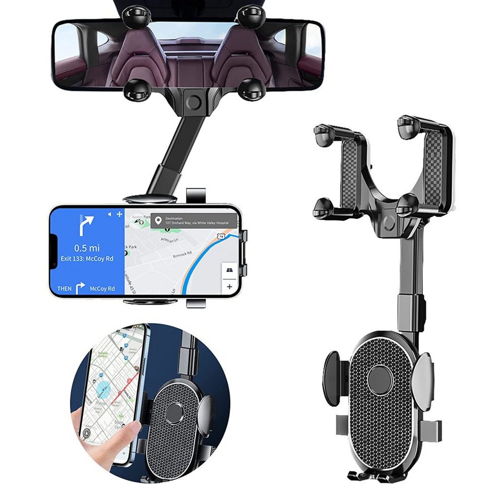Juoungle Multifunktionale ausziehbare Handyhalterung Auto, Rückspiegel-Zubehör Smartphone-Halterung von Juoungle