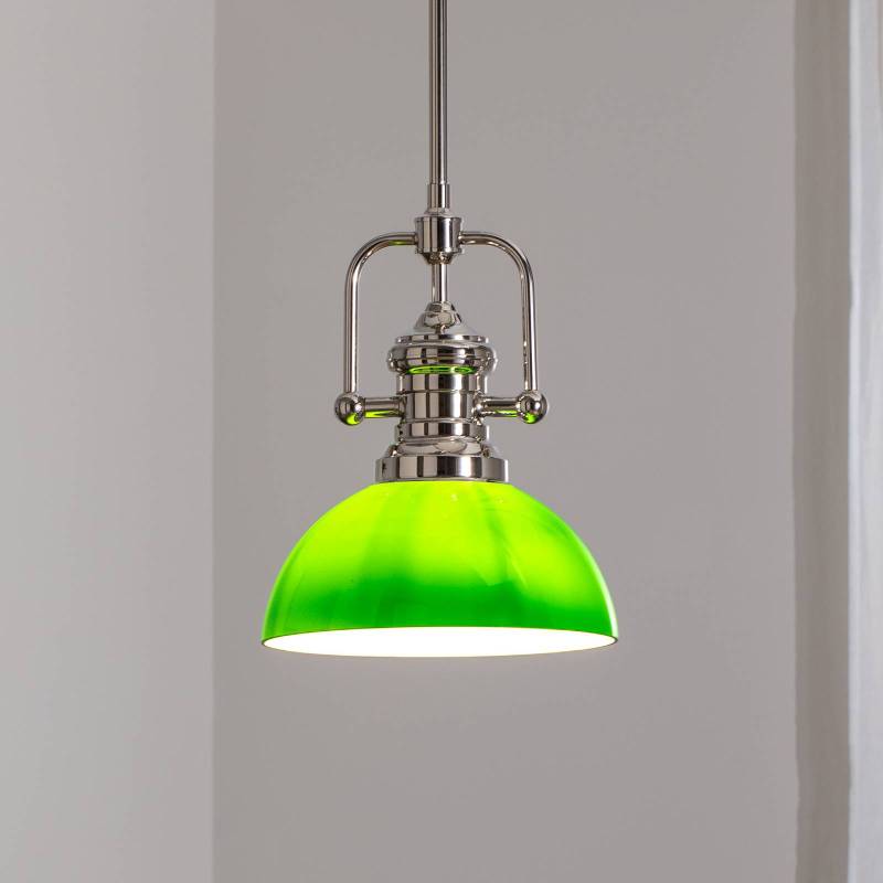 Hängeleuchte Platino, silber/grün, Glas, 1-flammig, E27 von Jupiter