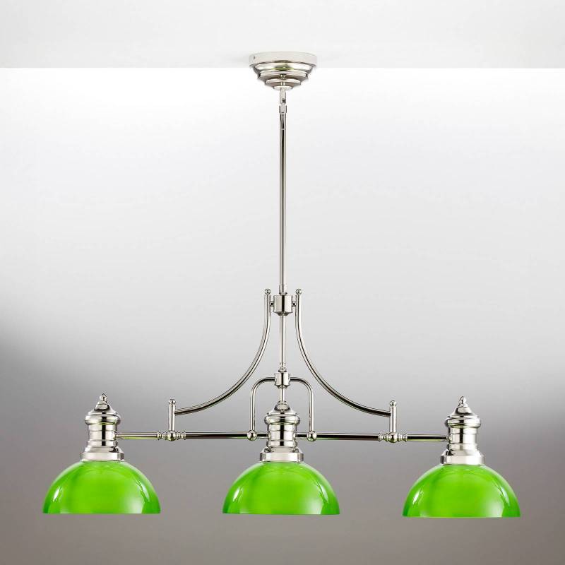 Hängeleuchte Platino, silber/grün, Glas, E27, 3-flammig von Jupiter