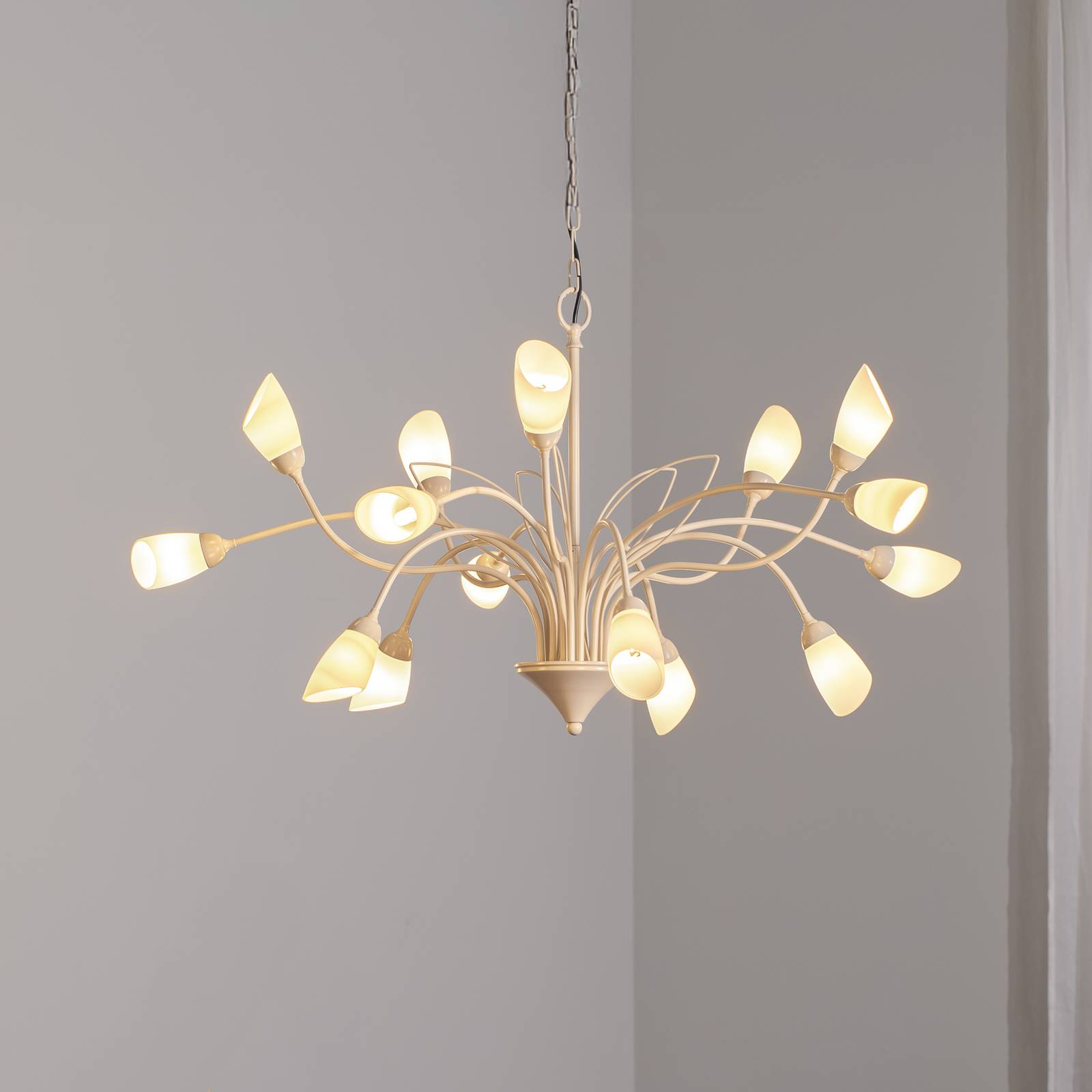 Pendelleuchte Gloriosa, Glas, creme, 15-flammig Pendelleuchte Gloriosa, Glas, creme, 15-flammig von Jupiter
