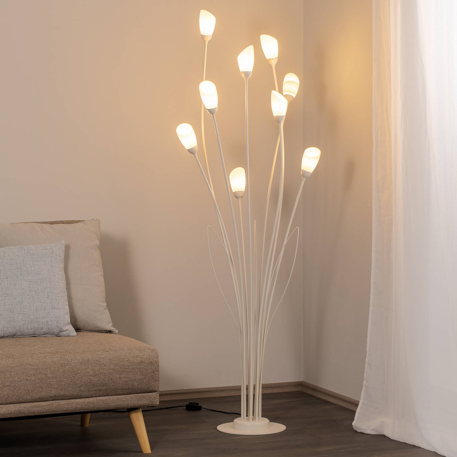 Stehleuchte Gloriosa, creme, Glas, 9-flammig Stehleuchte Gloriosa, creme, Glas, 9-flammig von Jupiter