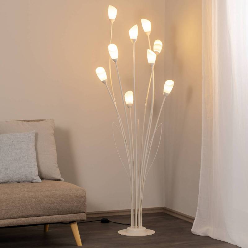 Stehleuchte Gloriosa, creme, Glas, 9-flammig von Jupiter