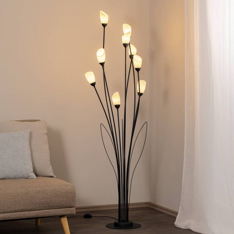 Stehleuchte Gloriosa, schwarz, Glas, 9-flammig von Jupiter