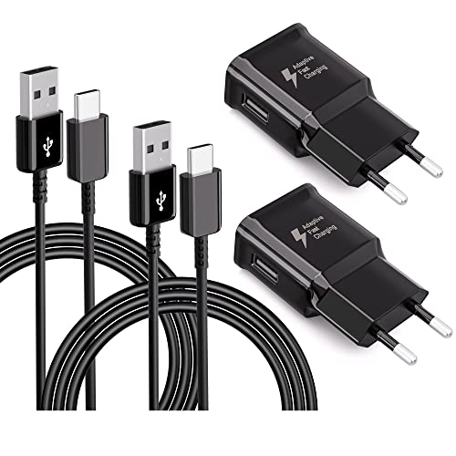 2-Pack Adaptives Schnell-Ladegerät, Schnellladegerät Netzteil mit USB C Ladekabel für Samsung Galaxy S8/S9/S10/S10 Plus/S10e/ S20/S20 Plus/S21/S21 Ultra, A13/A14/A20e/A34/A50/A51/A53/Note 8/9 von JupptElectronics