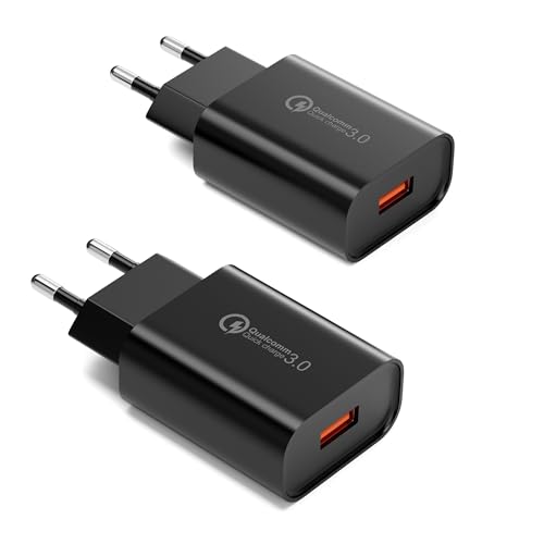 2 Stück USB Ladegerät Stecker, 18W Quick Charge 3.0 Schnellladegerät Netzteil 3A Ladeadapter für Samsung Galaxy S23/S22/S21/S20/S10/S9/S8/A54/A13, iPhone, iPad, Huawei, Xiaomi, HTC, LG und mehr von JupptElectronics