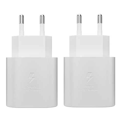 2er-Pack 25W Ladegerät USB C Schnellladegerät für Samsung Galaxy S24, S23, S20, S21 FE, S21 Ultra 5G, S22, Note 20, A51, A53, A72, M43, M53, Z Fold5/4, Fold4/5, Super Fast Charging Netzteil Type C von JupptElectronics