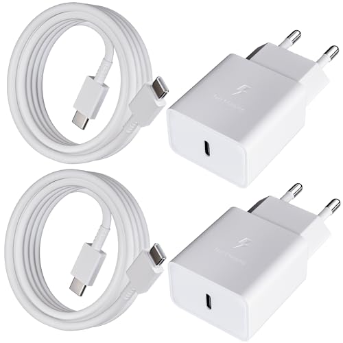 2er-Pack USB C Schnellladegerät Ladekabel für Samsung Galaxy A54 A53 A34 A33 A20e A14 A13 M54 M53 M34 M33 M14 M13 S8 S9 S10 S20 S21 FE Ultra Plus, Handy ladegerät USB C Fast Charging Netzteile von JupptElectronics