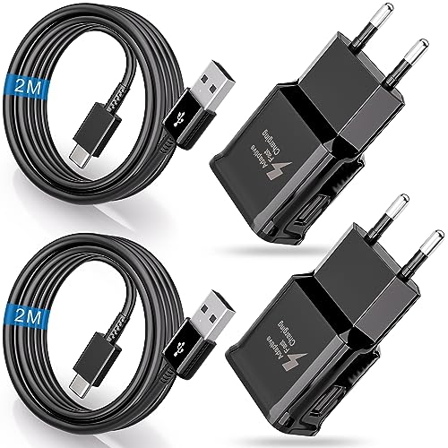 2er-Pack USB Ladegerät, Schnellladegerät mit 2M Ladekabel,Typ C Handy Netzteil Adapter für Samsung Galaxy A16 A15 A14 A13 A05s A20e A25 A33 A34 A36 A55 A56 S8 S9 S10 S20 S21 FE Ultra Plus Z Flip3 von JupptElectronics