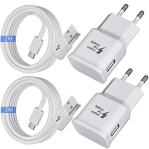 2er-Pack USB Ladegerät, Schnellladegerät mit 2M Ladekabel,Typ C Handy Netzteil Adapter für Samsung Galaxy S10 S10+ S10e S9 S8 S8 Plus A54 A53 A51 A34 A20e A14 A13 M53 M34 M33 M14 M13 5G Handy von JupptElectronics