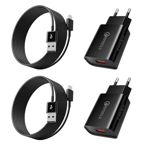 2er Pack USB Ladegerät Stecker, Schnellladegerät Netzteil mit 2M USB Ladekabel Typ C für Samsung Galaxy A54,A53,A51,A34,S23,S22,S21,S20 FE,S10e,S10,S9,S8 Plus,Z Flip4,Z Fold3,M20 5G,Huawei,XiaoMi von JupptElectronics