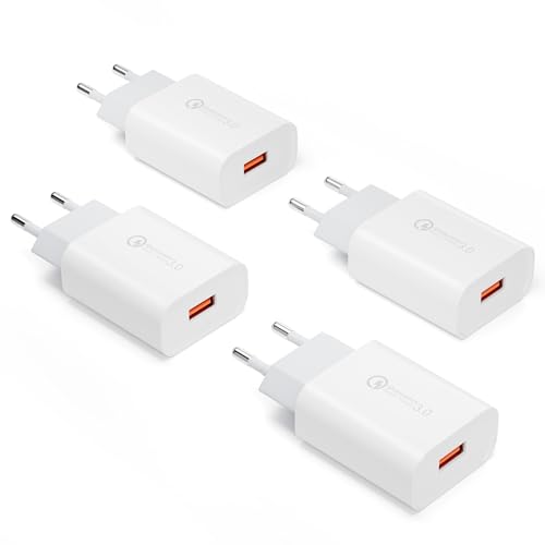 4 Stück USB Ladegerät Stecker, Quick Charge 3.0 Schnellladegerät Netzteil 3A Ladeadapter für Samsung Galaxy S23 A15 A54 A14 A53 S22 Ultra S21 FE S20 Note 20 10 9 8 Z Flip 5 4 3 S10 S9 S8 A13 A12 von JupptElectronics