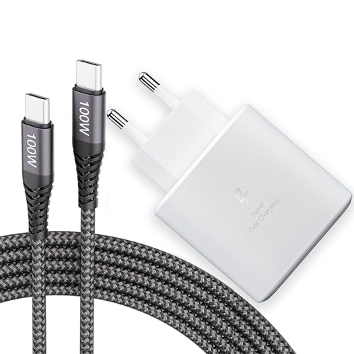 45W USB C Ladegerät Schnellladegerät für Samsung Galaxy S24, S24+, S23+, S22 S23 S24 Ultra, S22+, S21 Ultra, Note10+, Galaxy Tab S9, S8, S7 Ultra, Tab S9+/S8+, mit 100W Nylon Ladekabel USB-C 5A 2M von JupptElectronics