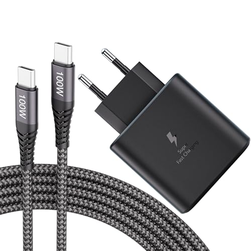 45W USB C Ladegerät Schnellladegerät für Samsung Galaxy S24, SS24+, S23+, S22 S23 S24 Ultra, S22+, S21FE, Note10+, Galaxy Tab S9 S8 Ultra, S9+, S8+, Tab S7 FE, mit 100W Nylon Ladekabel USB-C 5A 2M von JupptElectronics