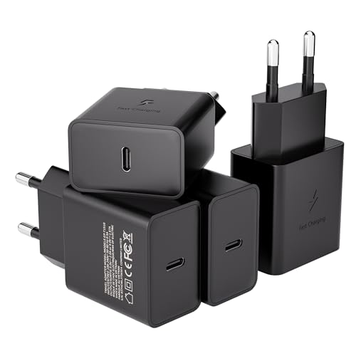 4er-Pack 15W USB C Ladegerät Netzteil PD Schnellladegerät Ladestecker kompatibel mit Samsung Galaxy S8, S9, S10 Plus, S10e 5G, S20, S21, A50, A51, A40, A34, A33, A30, A20e, A13, Z Flip3, Z Fold3 5G von JupptElectronics