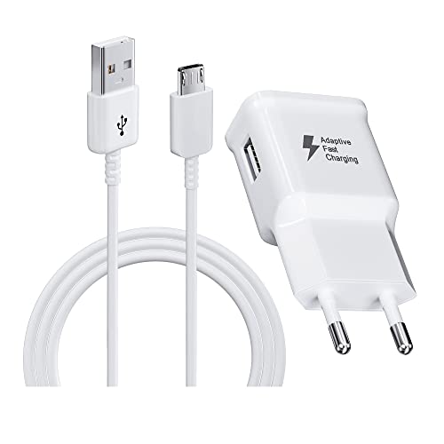 Ladegerät Schnelle Ladung Netzteil 5V 2A mit 1,2M Micro USB Ladekabel Schnellladekabel für Samsung Galaxy S7 S6 Edge S5 S2 A03 J7 J6 J5 J3 Note5/4/Tab S Tab S2, Ersatz-Original Schnellladegerät von JupptElectronics