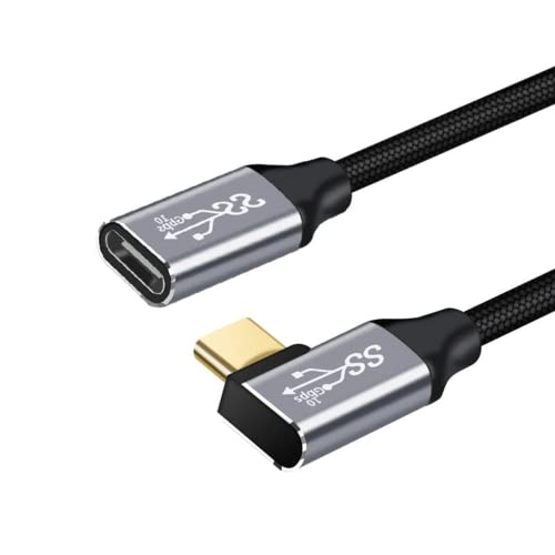 USB C Verlängerungskabel, 10Gbps USB Typ C auf USB C Kabel 3.1 Gen 2 90 Degree Ellbogen Design Männlich auf Weiblich Verlängerung, Unterstützt Thunderbolt 3, 100W 20V/5A 4K@60Hz USB C Adapter von JupptElectronics