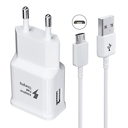 USB Ladegerät Stecker, Adaptive Schnellladung Schnellladegerät Netzteil mit Micro-USB Ladekabel Kompatibel mit Samsung Galaxy S7/S7 Edge/S6/S6 Plus/S5/S4/S3/A03/J7/J3/Note 5 4, Tab S Tab S2 von JupptElectronics