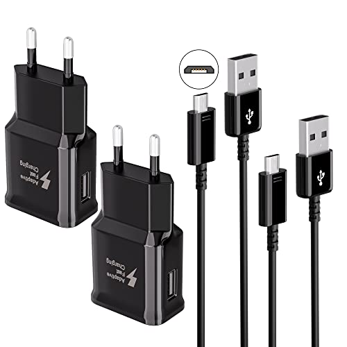 USB Ladegerät Stecker (2-Pack), Adaptive Schnellladung Schnellladegerät Netzteil mit Micro-USB Schnellladekabel Kompatibel mit Samsung Galaxy S7/S7 Edge/S6/S6 Plus/S5/S4/S3/A03/J7/J3/Note 5 4, LG von JupptElectronics