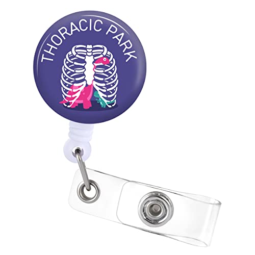Thoracic Park Ausweishalter, einziehbar, Cartoon-Skelett, Röntgen-Technologie, orthopädische Krankenschwester-Ausweis-Clip für Krankenschwestern, Namensschild, Karte, Alligator-Clip, Geschenk ZJK134 von Jupswan