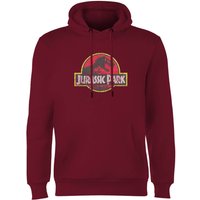 Jurassic Park Logo Vintage Hoodie - Burgundy - L von Jurassic Park