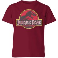 Jurassic Park Logo Vintage Kids' T-Shirt - Burgundy - 3-4 Jahre von Jurassic Park