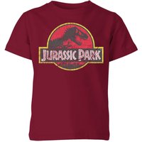 Jurassic Park Logo Vintage Kids' T-Shirt - Burgundy - 5-6 Jahre von Jurassic Park