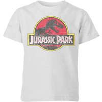 Jurassic Park Logo Vintage Kids' T-Shirt - Grey - 11-12 Jahre von Jurassic Park