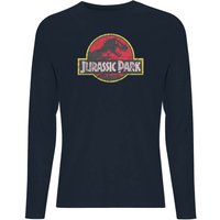 Jurassic Park Logo Vintage Men's Long Sleeve T-Shirt - Navy - XXL von Jurassic Park