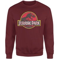 Jurassic Park Logo Vintage Sweatshirt - Burgundy - L von Jurassic Park