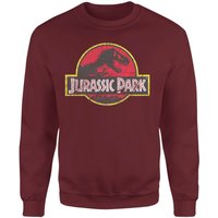 Jurassic Park Logo Vintage Sweatshirt - Burgundy - M von Jurassic Park