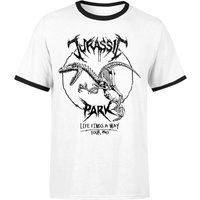 Jurassic Park Raptor Drawn Unisex Ringer T-Shirt - Weiß/Schwarz - L von Jurassic Park