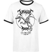 Jurassic Park Raptor Drawn Unisex Ringer T-Shirt - Weiß/Schwarz - XL von Jurassic Park
