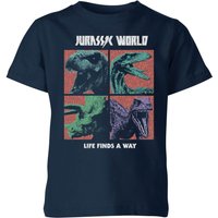 Jurassic Park World Four Colour Faces Kids' T-Shirt - Navy - 7-8 Jahre von Jurassic Park