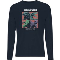 Jurassic Park World Four Colour Faces Men's Long Sleeve T-Shirt - Navy - S von Jurassic Park