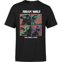 Jurassic Park World Four Colour Faces Men's T-Shirt - Schwarz - S von Jurassic Park